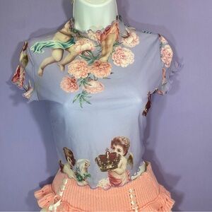 SHEIN Purple Angel Print Crop Top